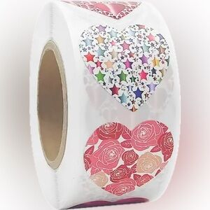 500pcs Glitter Heart Stickers Roll, 1-Inch Paper Love Decals for Valentine's Day